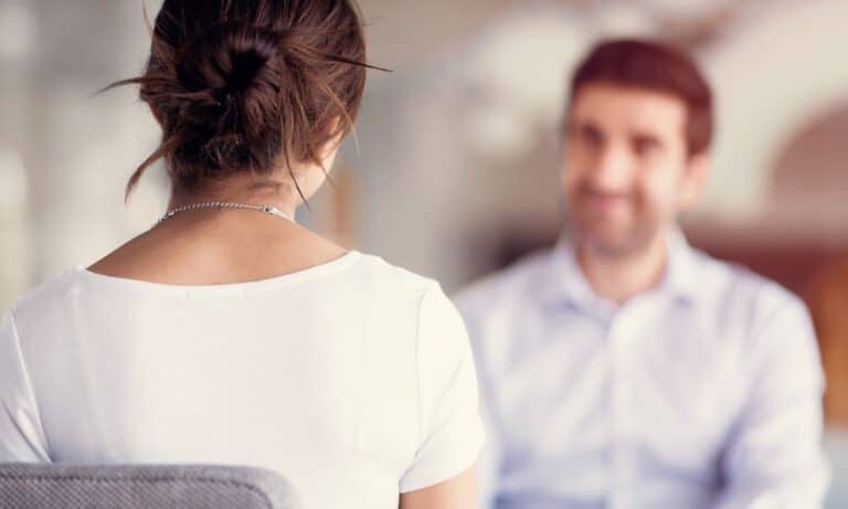Person being interviewed for a new job