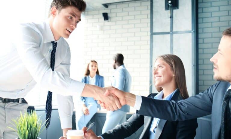 Candidate Shaking Hands with Interviewer