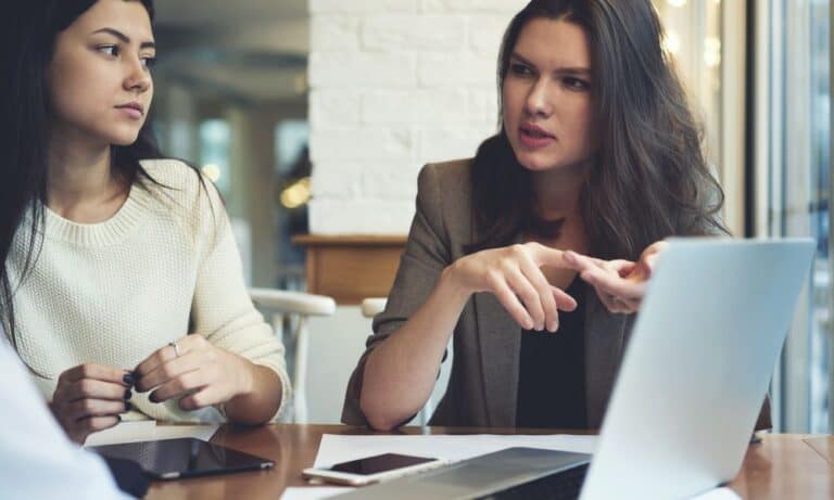 Interviewer chats with a candidate during job interview