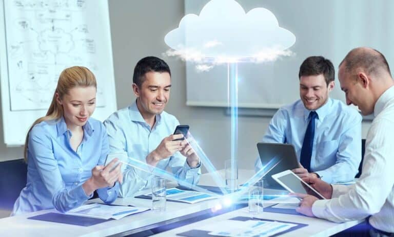 CRM Managers working around a table