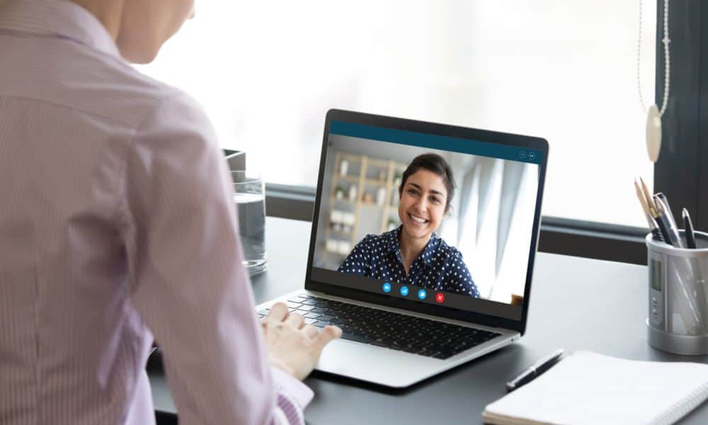 Interview being conducted virtually by employer