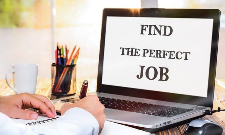 Computer with Find the Perfect Job on the Screen