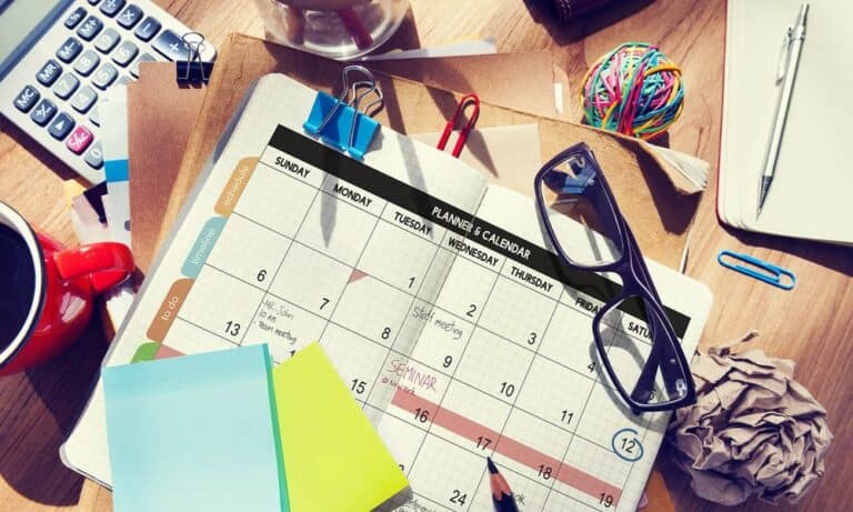 Planner sitting on employee desk