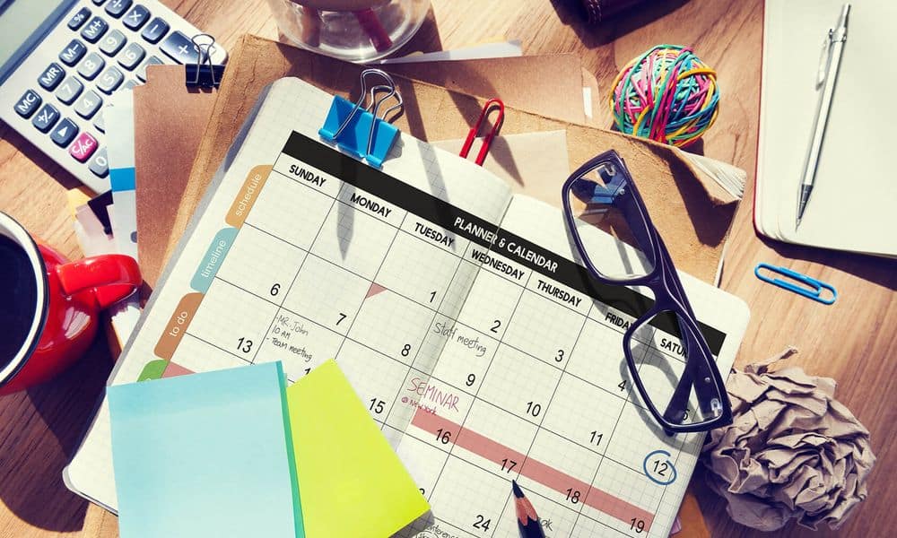 Planner sitting on employee desk