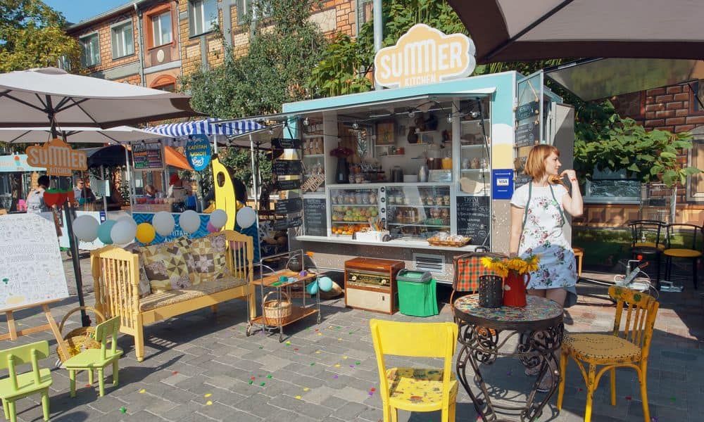 Food Truck event in the city in summer