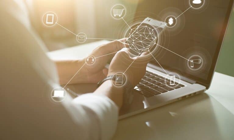 Man using phone for e-commerce transaction