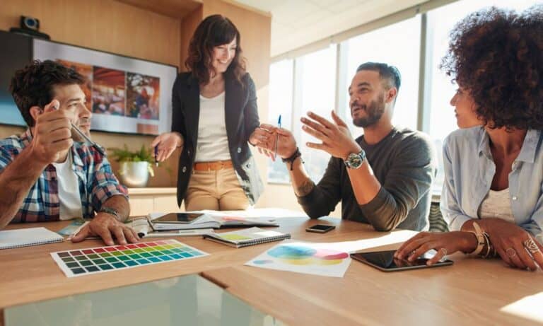 Creative team working together in conference room
