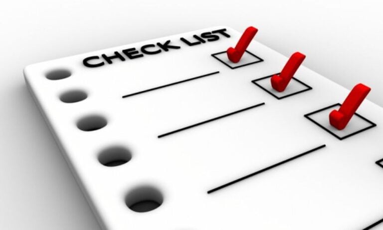 A checklist of tasks