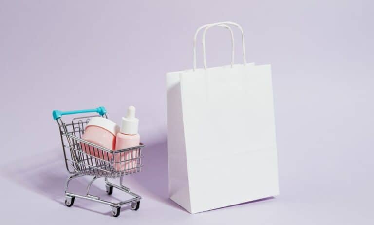 Photo of beauty items in a shopping cart.