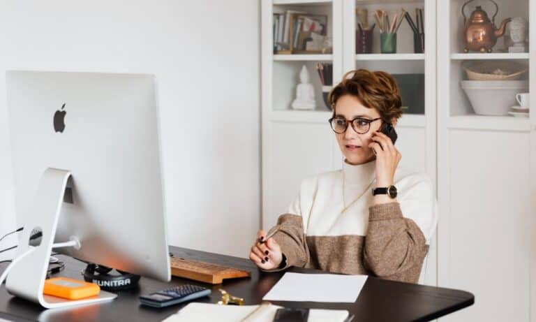 Photo of a brand manager on a phone call.
