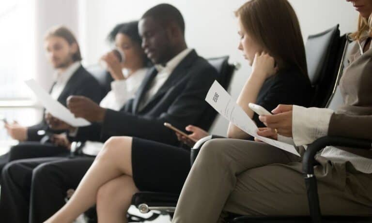 Candidates wait for interviews in employer office