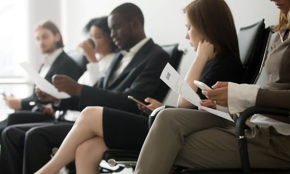 Candidates wait for interviews in employer office