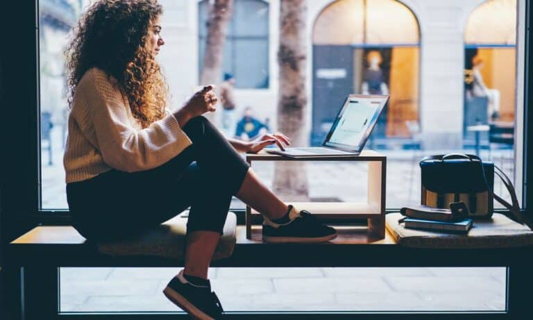 Photo of an employee networking on LinkedIn.