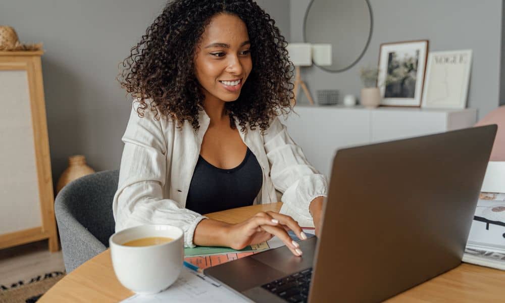 Photo of an engaged employee getting their work done.