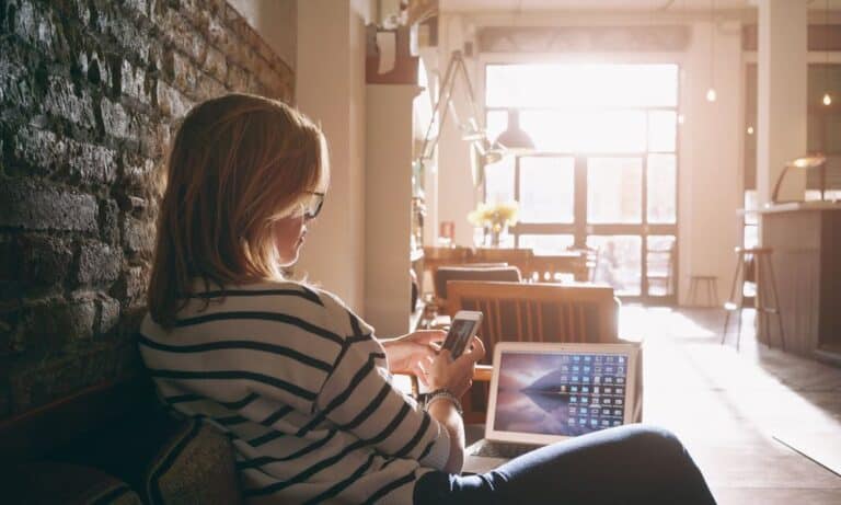 Freelancer working from home on laptop