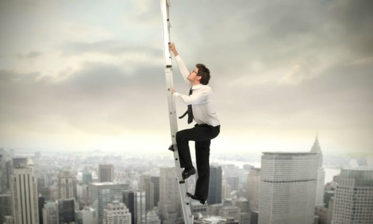 Man Climbing the Corporate Ladder