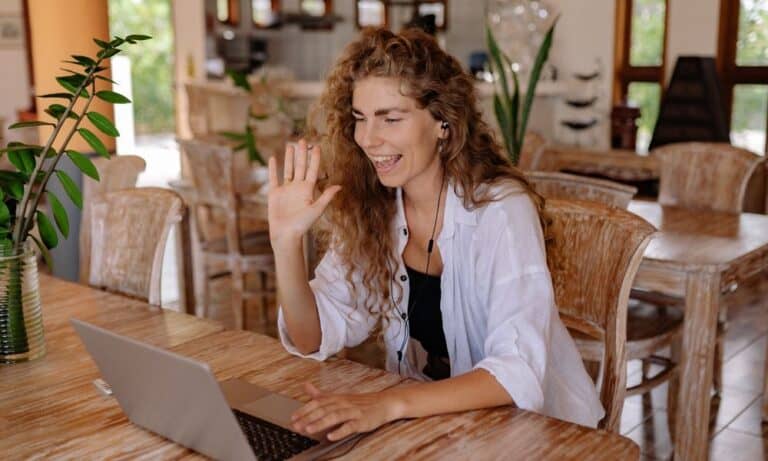 Photo of a remote employee working from home.