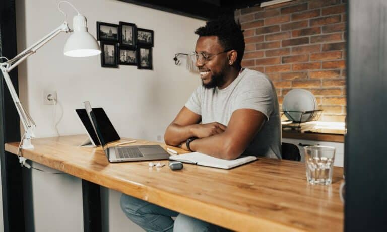 UX Designer working at a laptop.