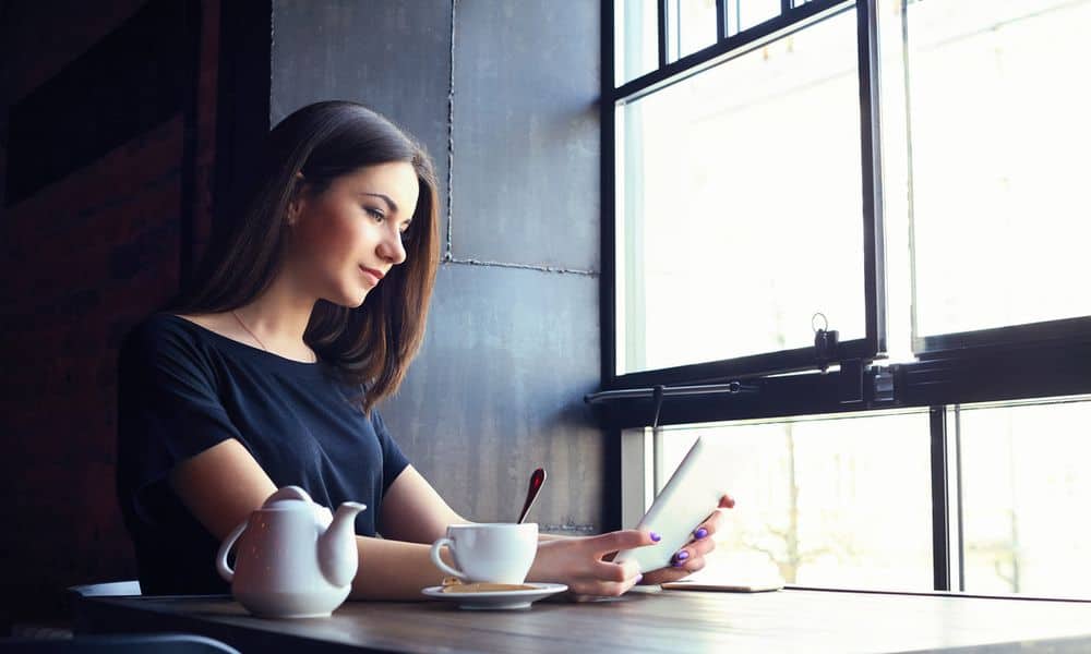 Woman reading on her iPad