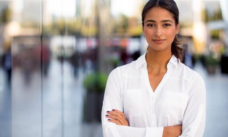 Woman Posing for Headshot Outside