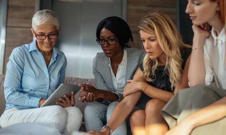 Women meeting around table