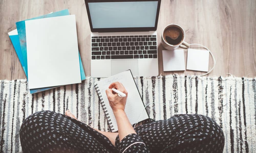 Photo of a candidate working from home and upskilling.