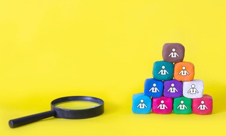 Photo of colored blocks to represent recruiting efforts.