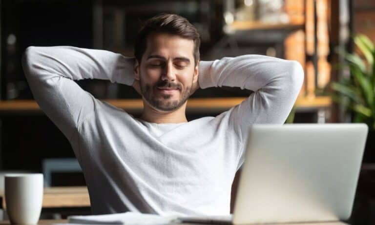 Photo of an employee reducing stress.