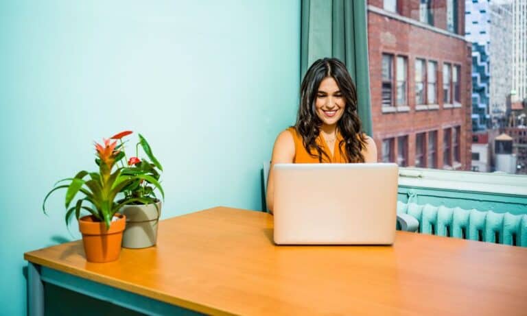 Photo of an engaged employee working.
