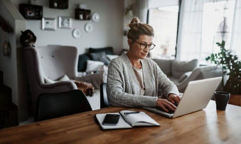 Photo of a freelance candidate working from home.