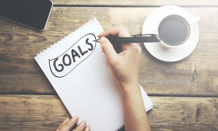 Goals written on notebook