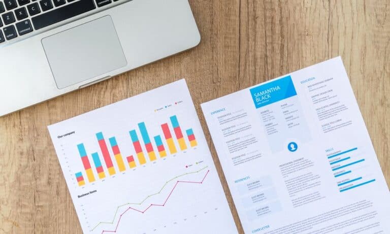 Photo of spreadsheets on a desk.
