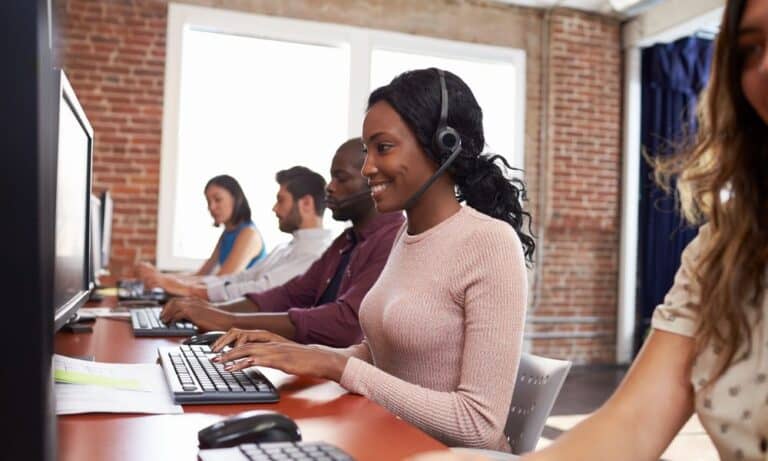 Photo of successful customer service representatives.