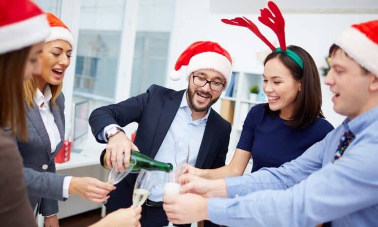 Holiday party office toast