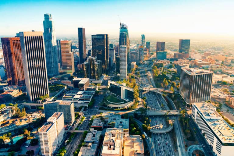 Photo of the Los Angeles skyline.