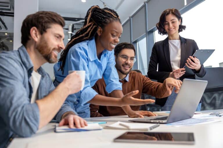 Image shows marketing team using agentic AI